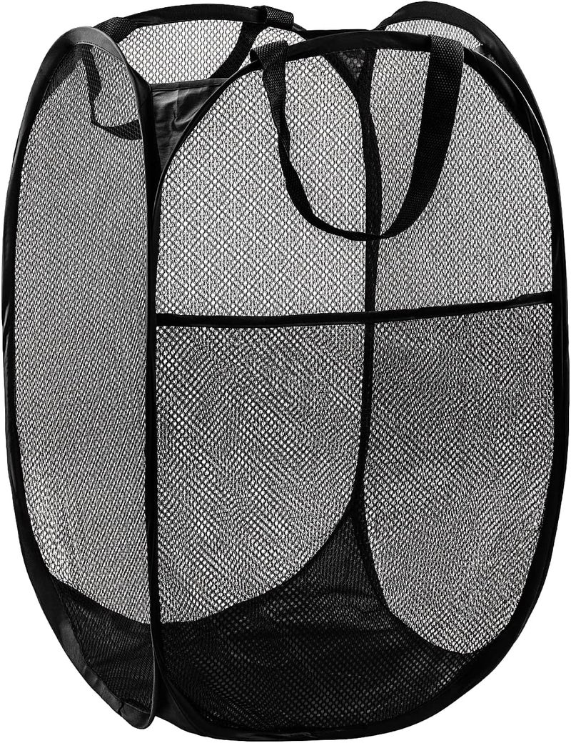 DUCOO Pop Up Hamper, 1 PCS Mesh Pop Up Laundry Hamper, Foldable Mesh Laundry Basket with Space-Saving Design for Home, Dorm, Travel & Storage - Black - Image 1